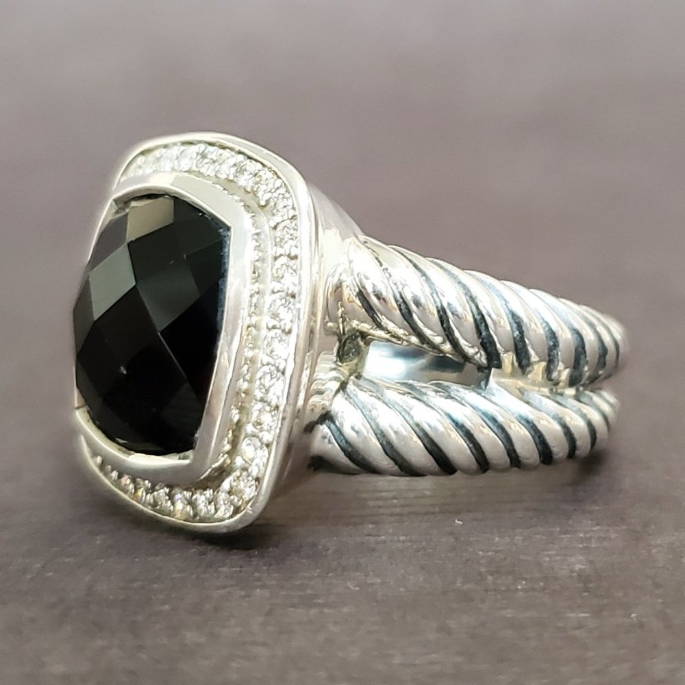 DAVID YURMAN 'Albion' Black Onyx Diamond SS Ring